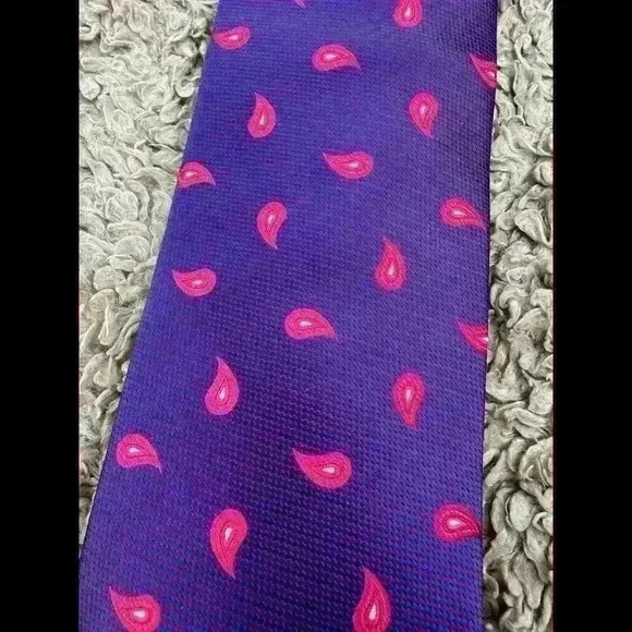 LORD JOHN Neck Tie Mens Purple Paisley  Made in England Vintage - Picture 2 of 6